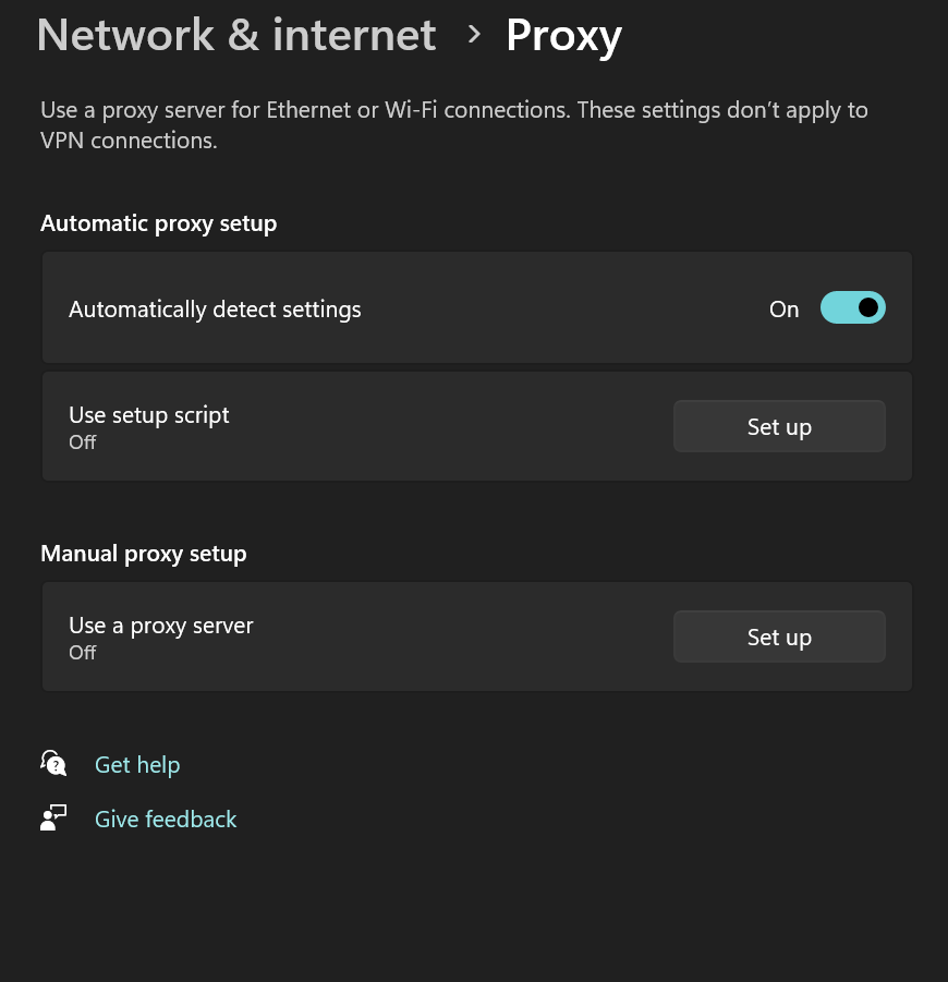 Guide to turn of any manual proxy settings in windows 11/10